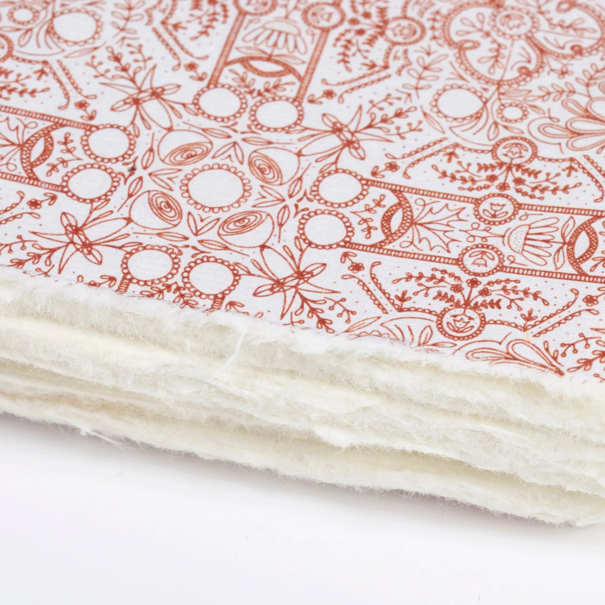 close-up of deckled edges of journal