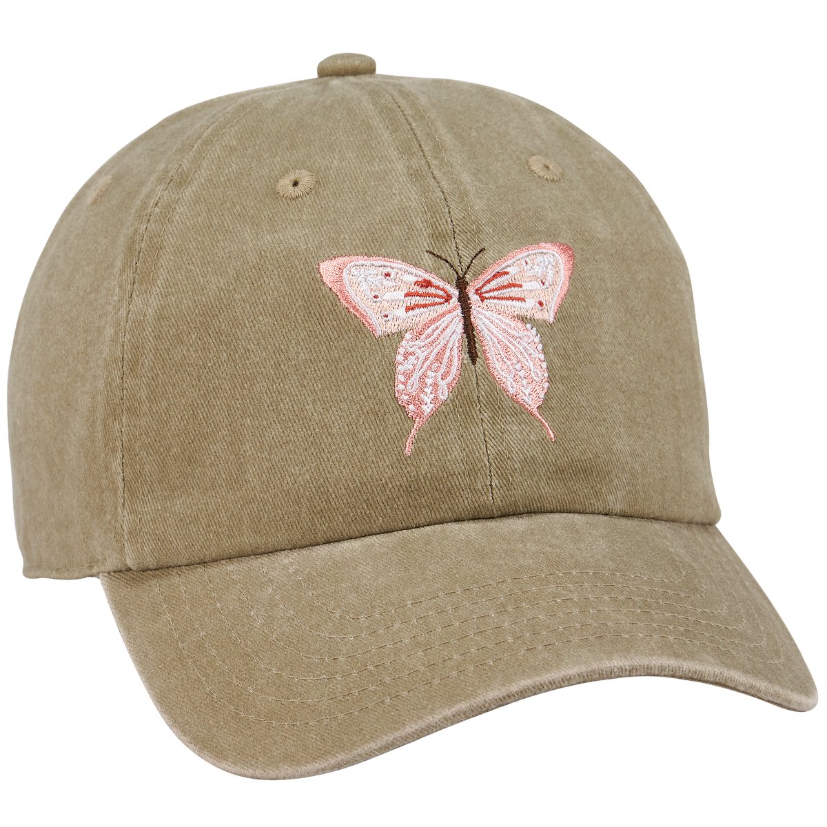 front of butterfly baseball cap