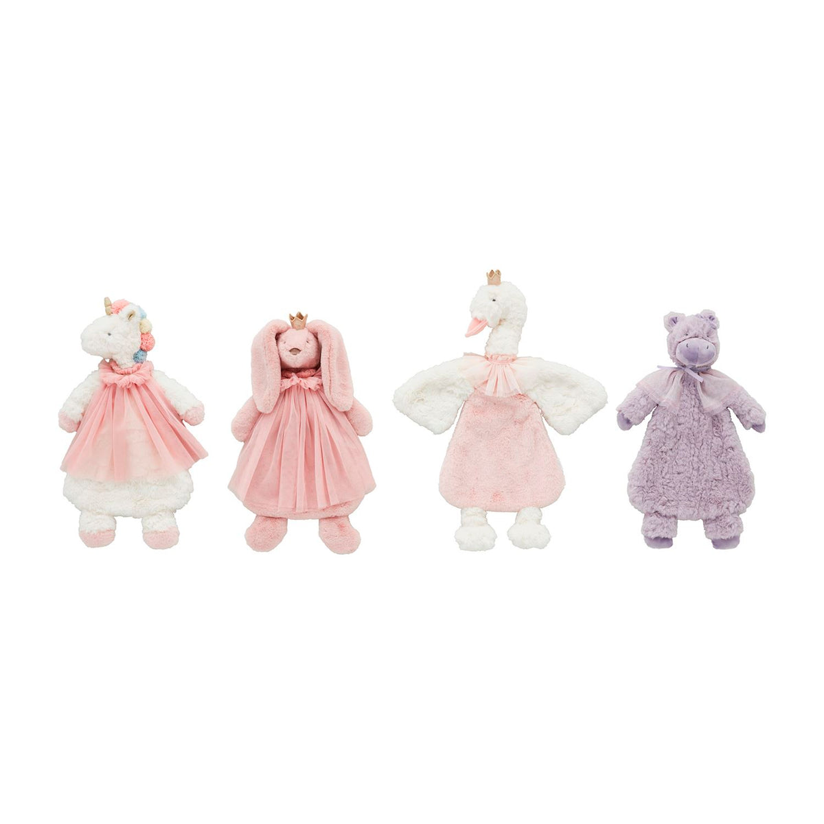 4 princess plush woobies on a white background