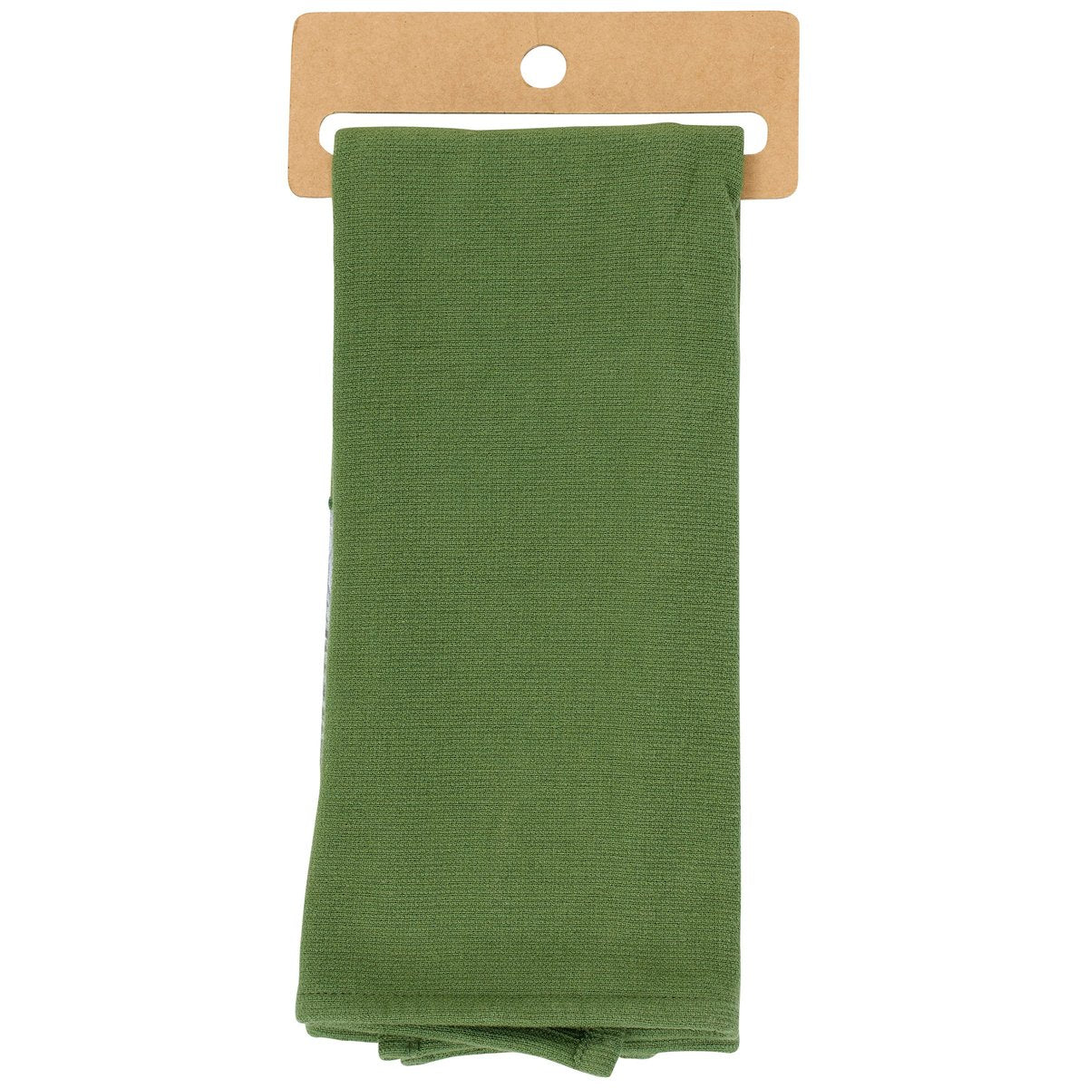 solid green back view of snowy donkey kitchen towel