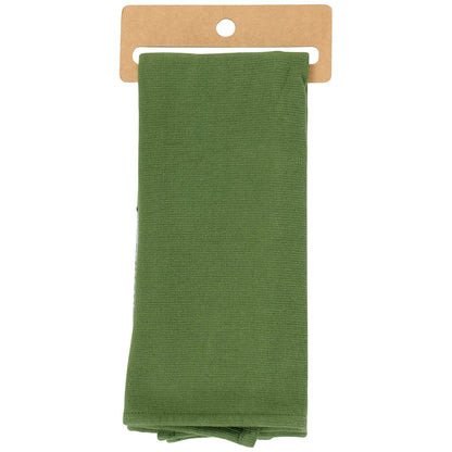 solid green back view of snowy donkey kitchen towel