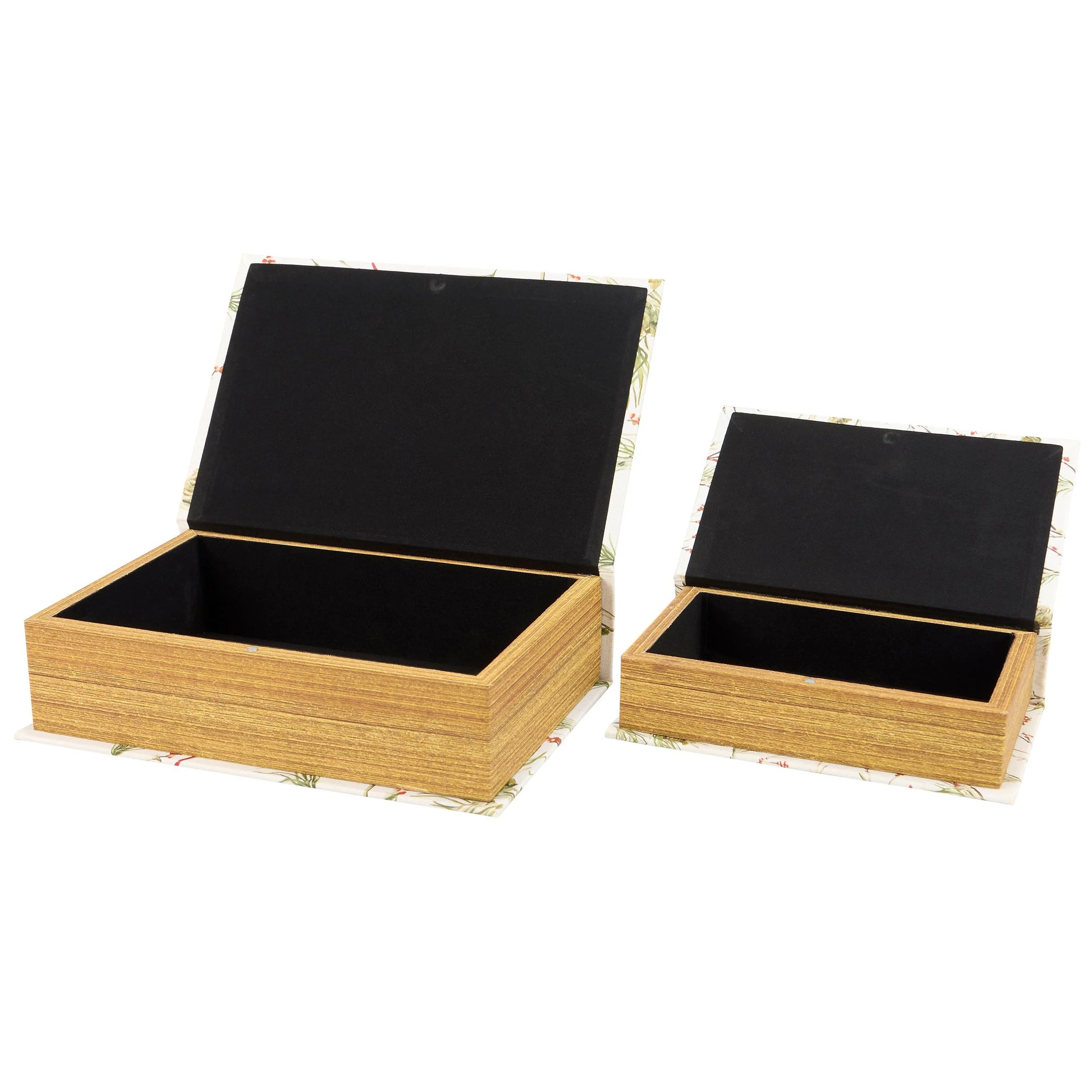 2 sizes of es open showing black interior