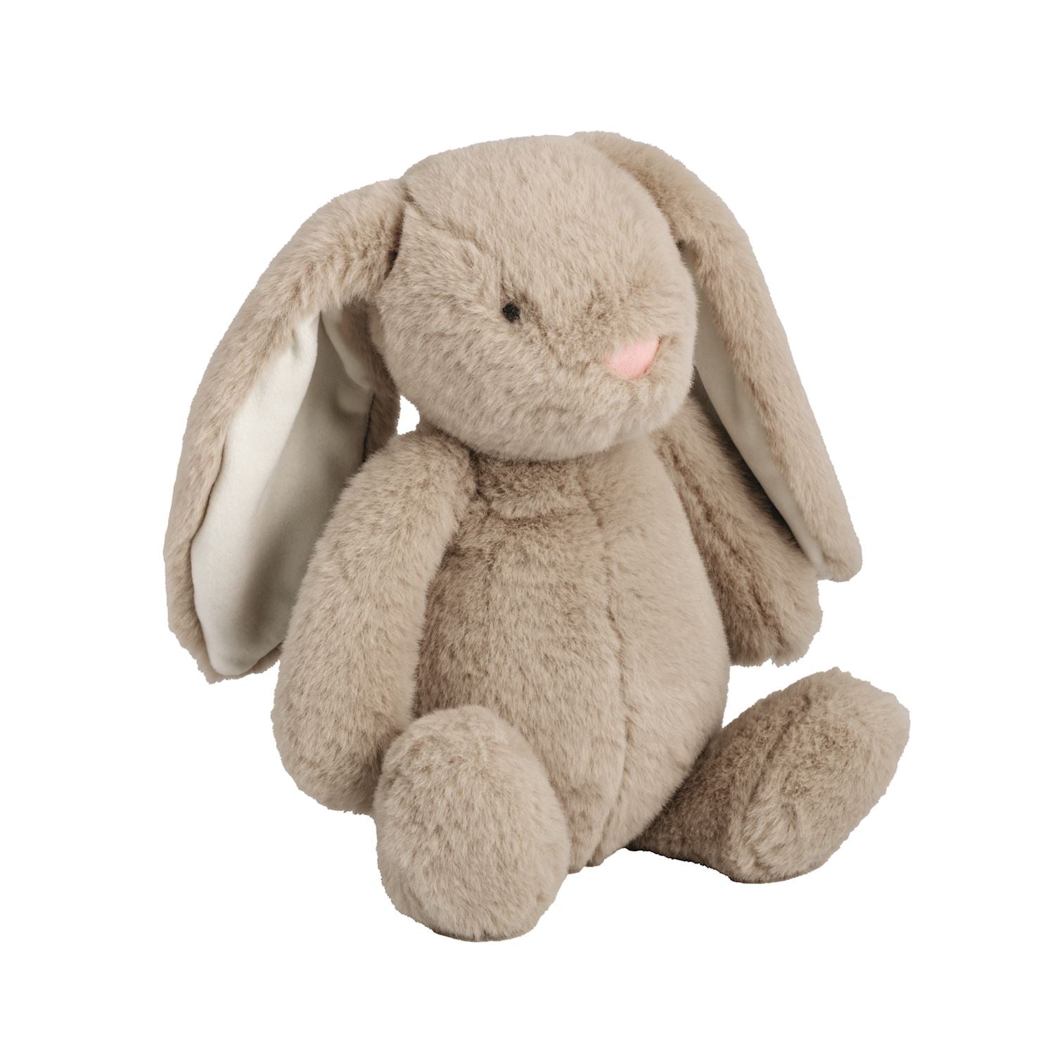 tan colored Plush toy rabbit on a white background