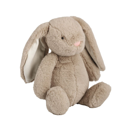 tan colored Plush toy rabbit on a white background