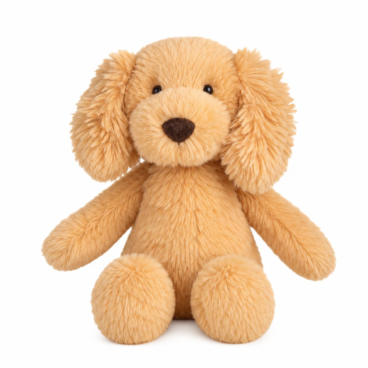 golden dog plush toy on a white background