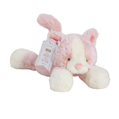 shelby the kitten plush toy on its belly