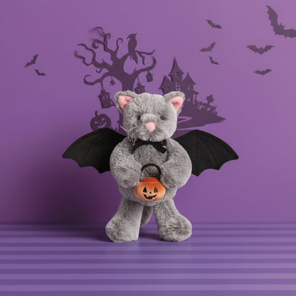 bat cat on a halloween background
