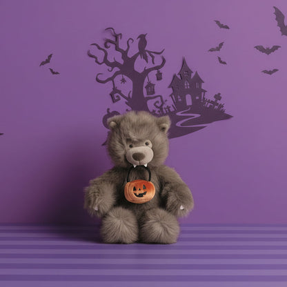werewolf plush on a halloween backdrop