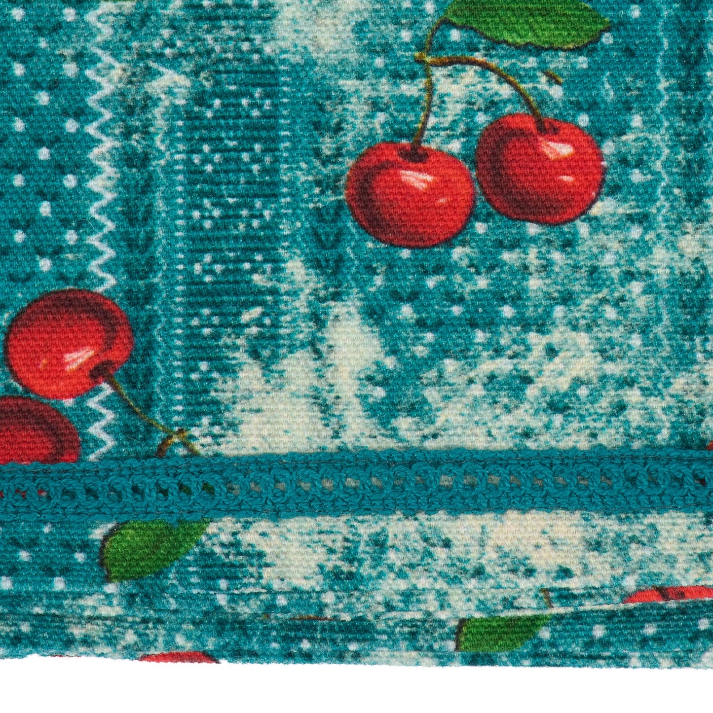 close-up if trim on cherry kitchen towel