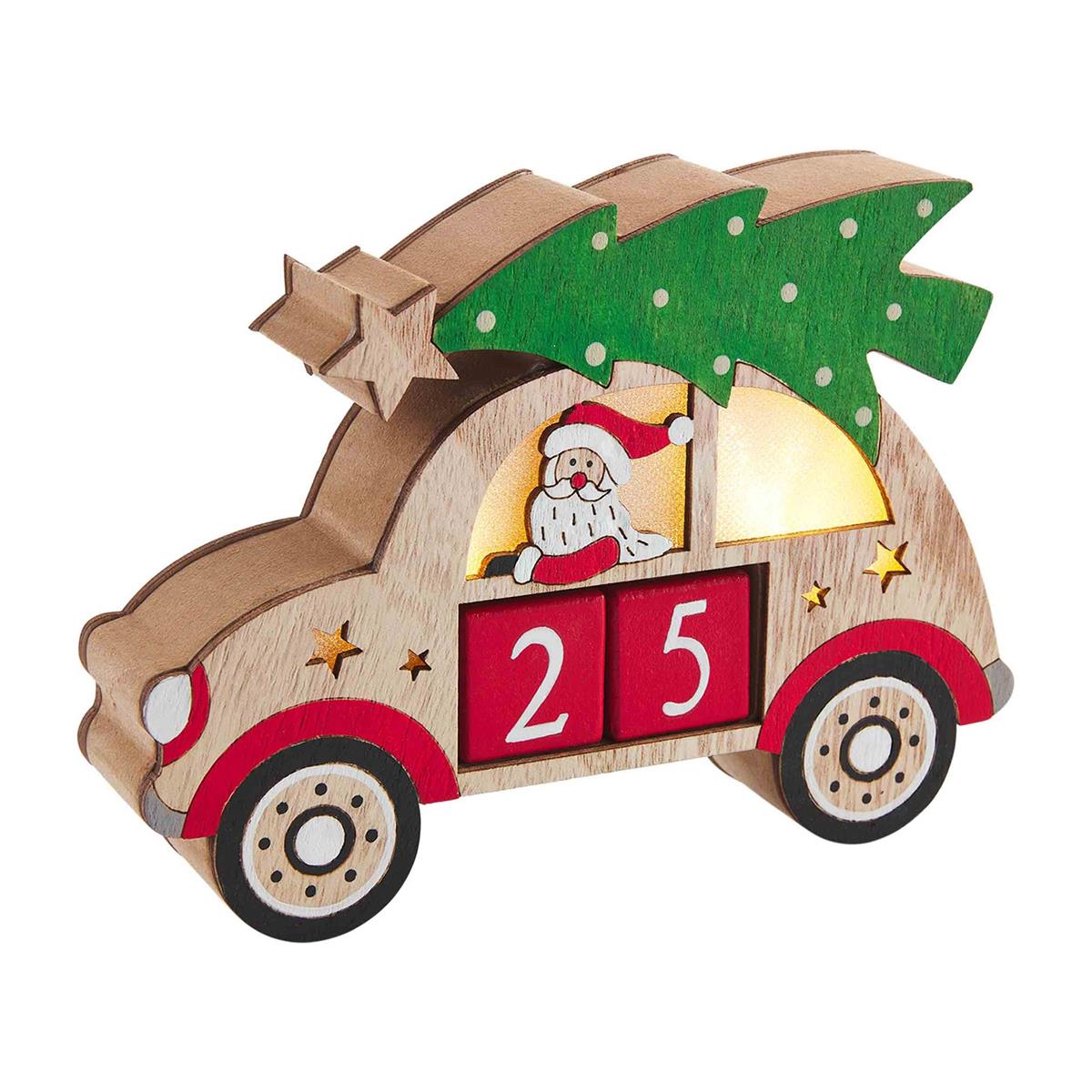 car christmas countdown night light displayed against a white background