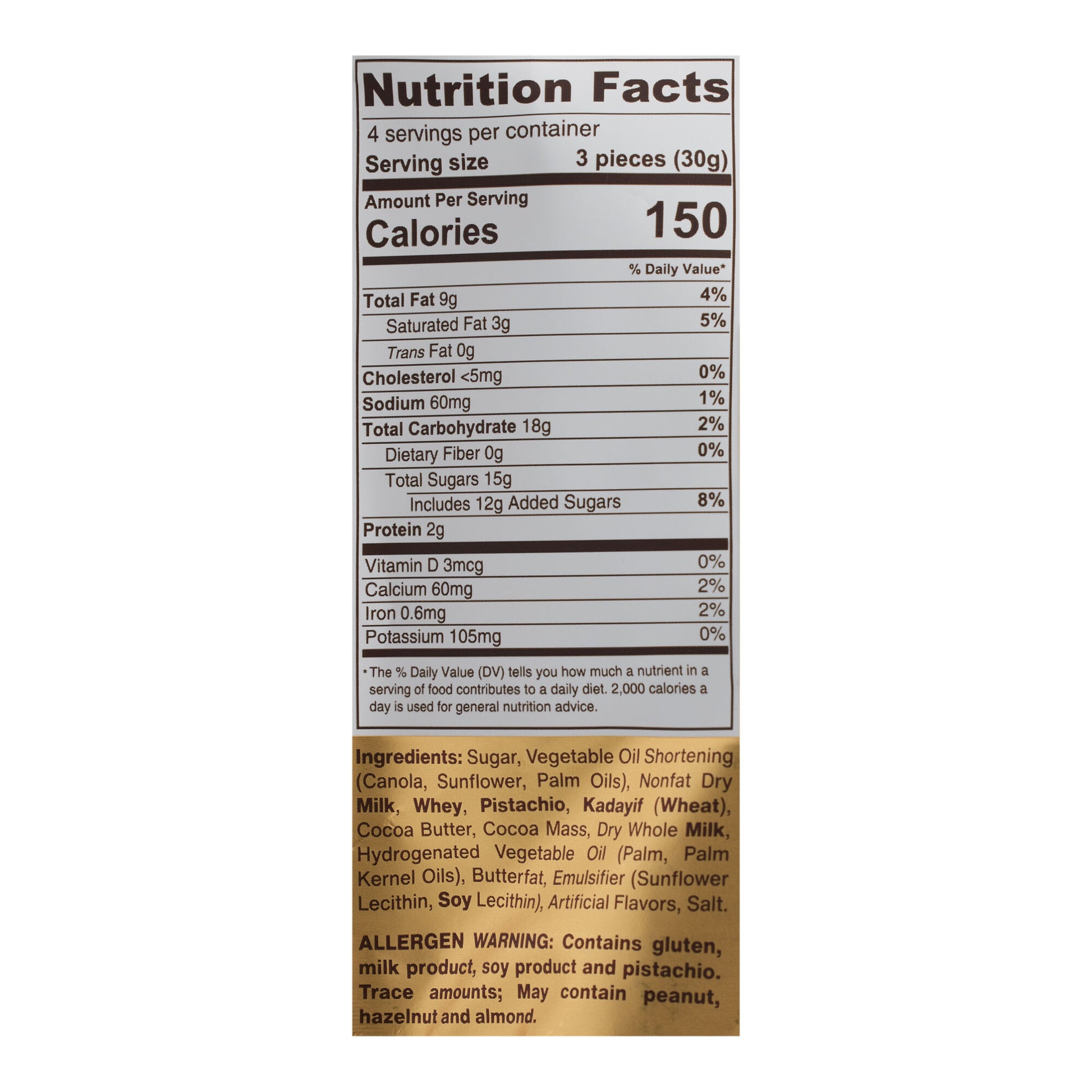 dubai truffle nutrition facts call 501-327-2182 for details
