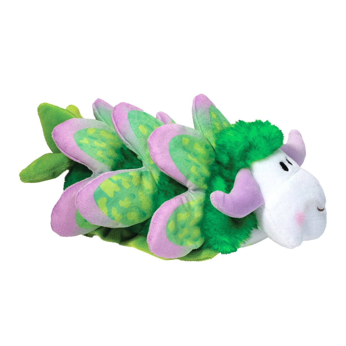 side view of emily leaf sheep plush toy