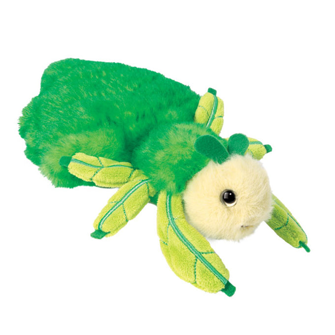 angled front view of Larry Leaf Bug plush toy