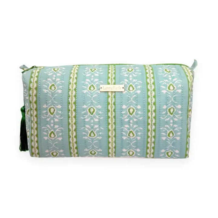 large Signature Cosmetic Bag with Rosemary Stripe pattern on a white background