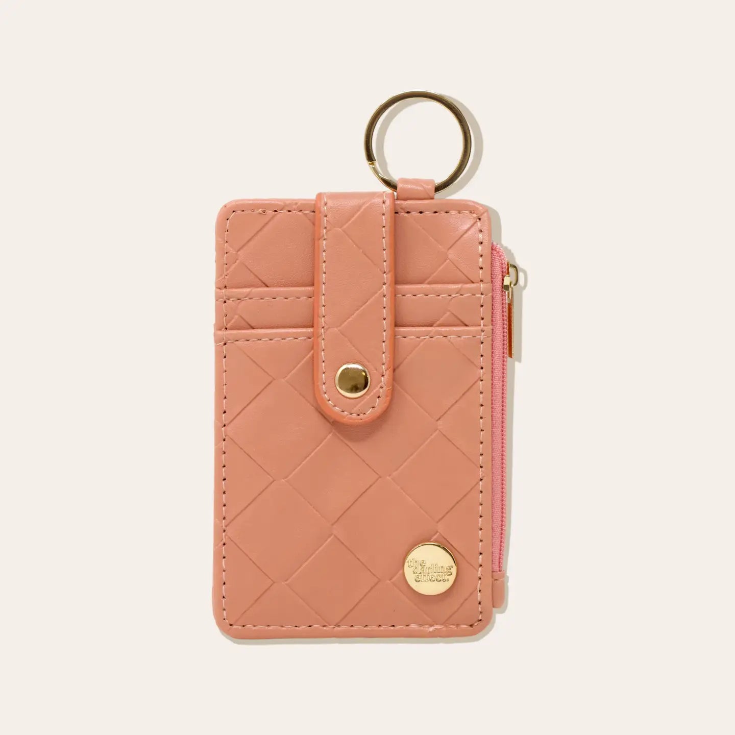 front view of rose Woven Keychain Wallet
