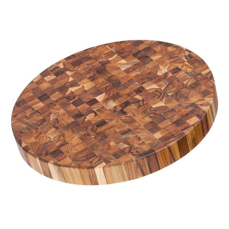 End Grain Round Butcher Block on a white background.