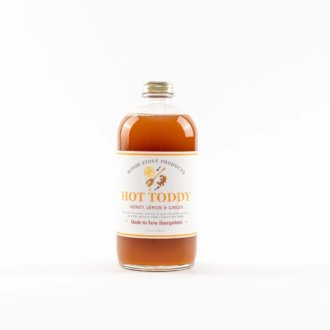 Bottle of Hot Toddy Mix shown on a white background