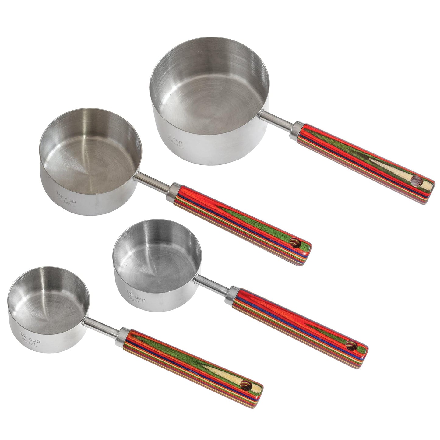 4 sizes of marrakesh measuring cups arranged on a white background.