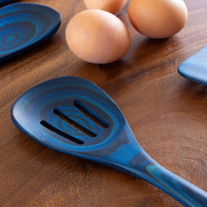 close-up of malta slotted spoon.