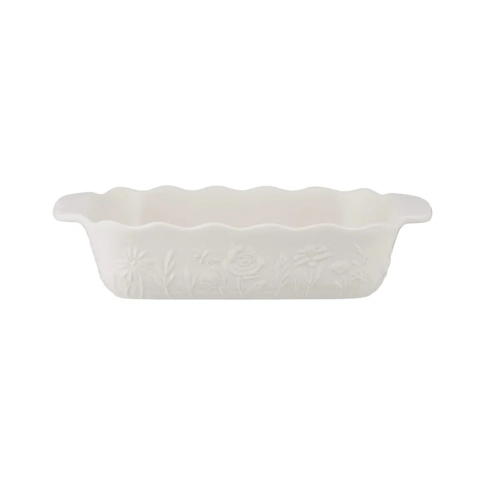 rectangle baker with floral design on a white background