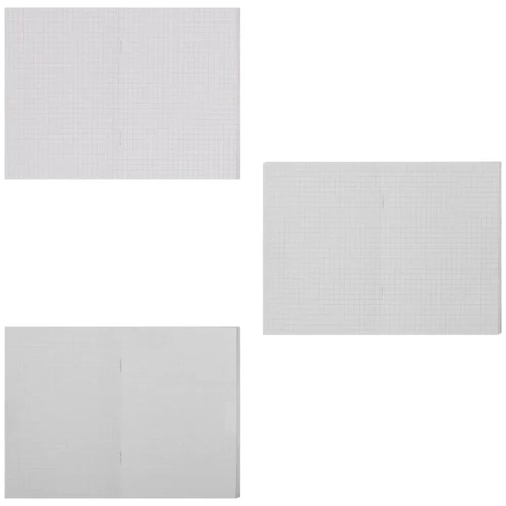 3 open notebooks with grid lined pages