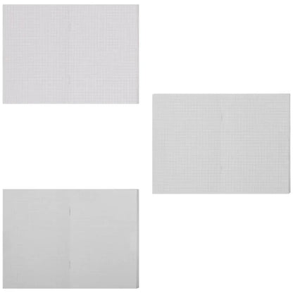 3 open notebooks with grid lined pages