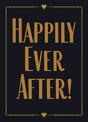 front of card is gold lettering on a black background