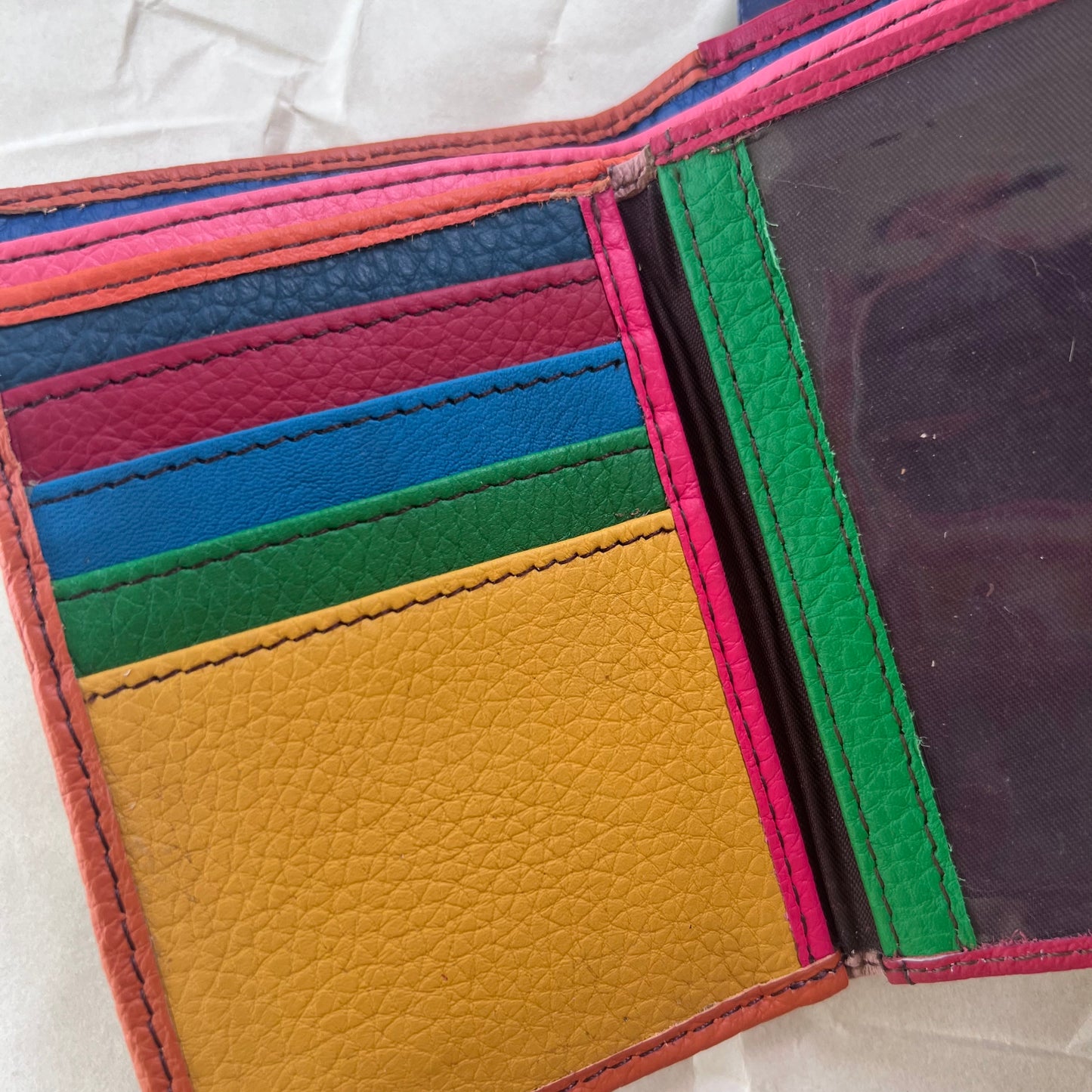 close-up of colorful card slots