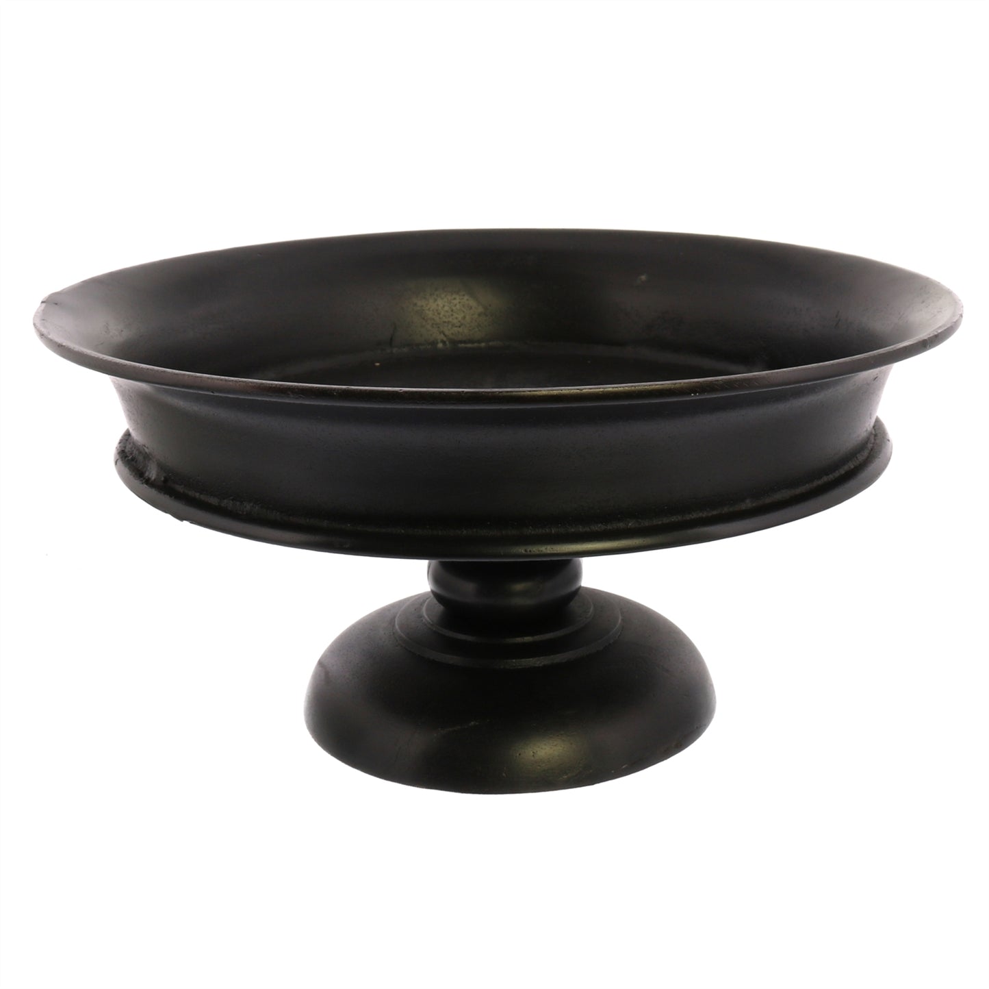 black pedestal bowl on a white background.