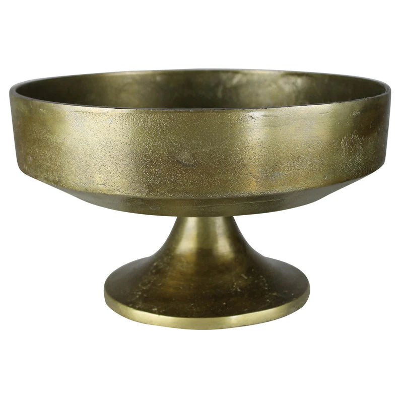 bronze bowl with pedestal base on a white background