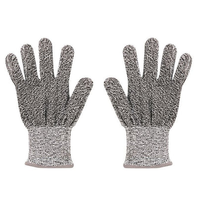 Pair of gray Mesh Cutting Gloves on a white background
