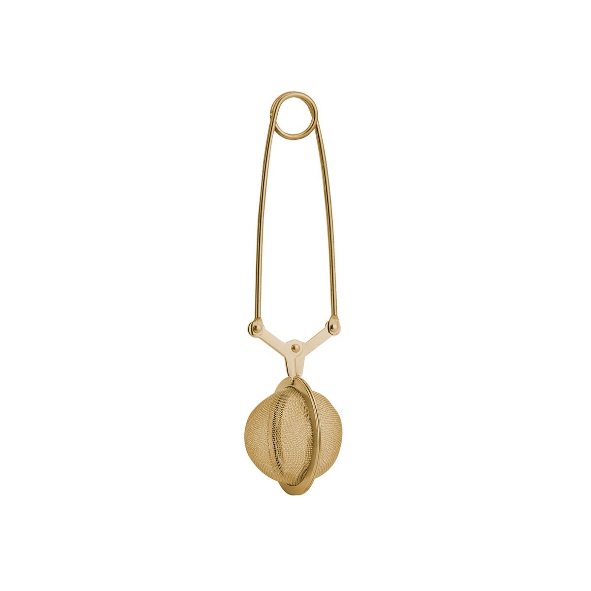 Gold Mesh Snap Tea Ball Infuser on a white background.