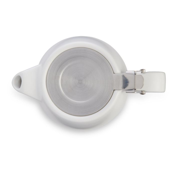 top view of white tea pot