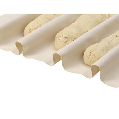 close-up of Proofing Cloth with dough in the wavy folds