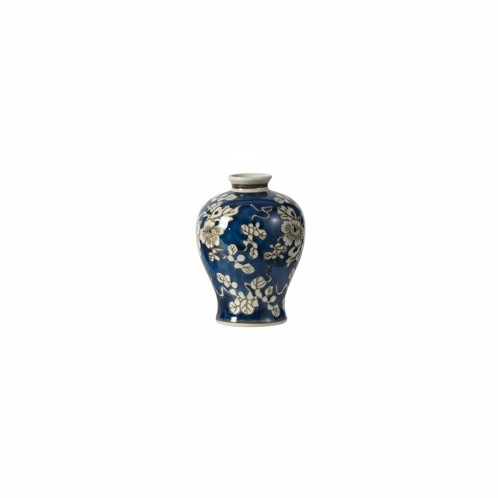 blue and white vase on a white background