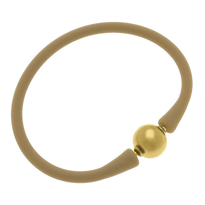cocoa Bali 24K Gold Plated Bead Silicone Bracelet on a white background.