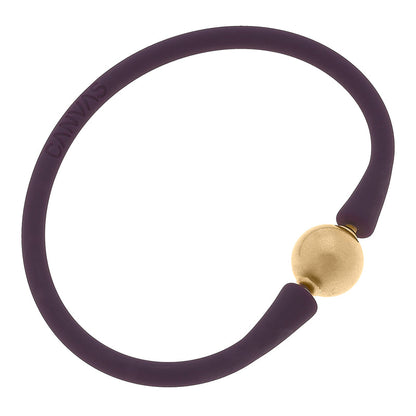 plum Bali 24K Gold Plated Bead Silicone Bracelet on a white background.