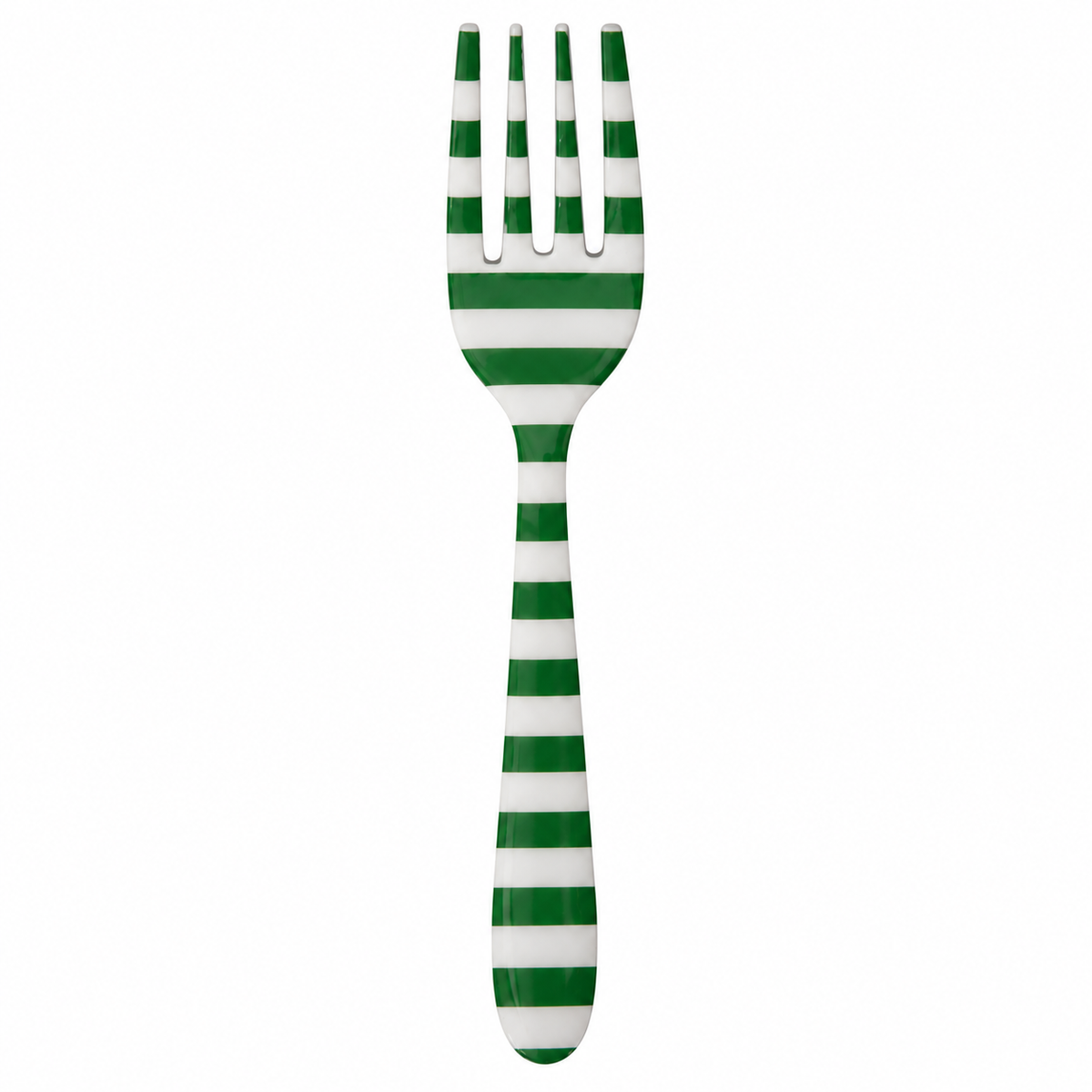 green  and white stripe small fork shown on a white background