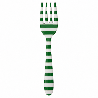 green  and white stripe small fork shown on a white background
