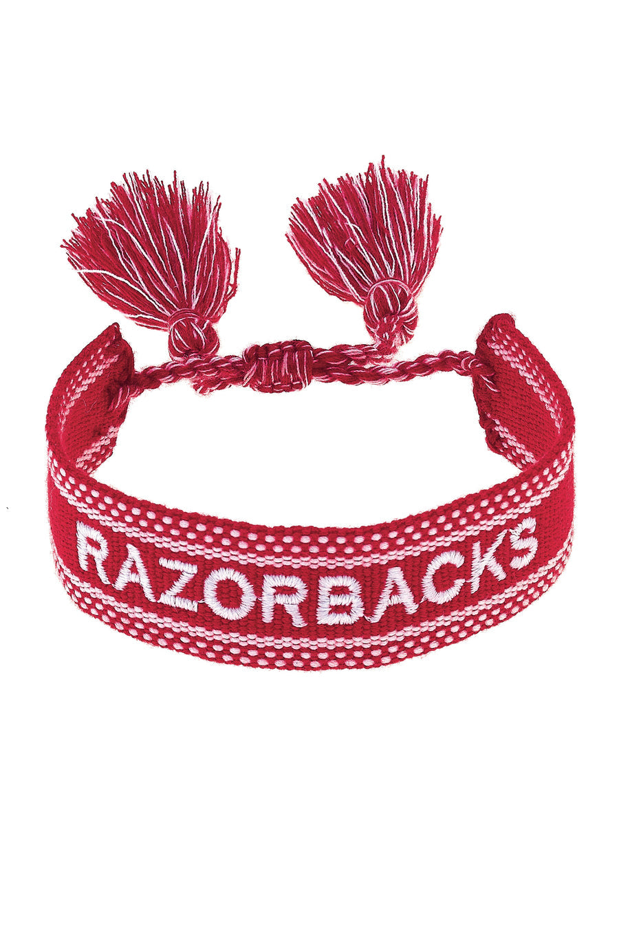 Arkansas Razorbacks Woven Tassel Bracelet