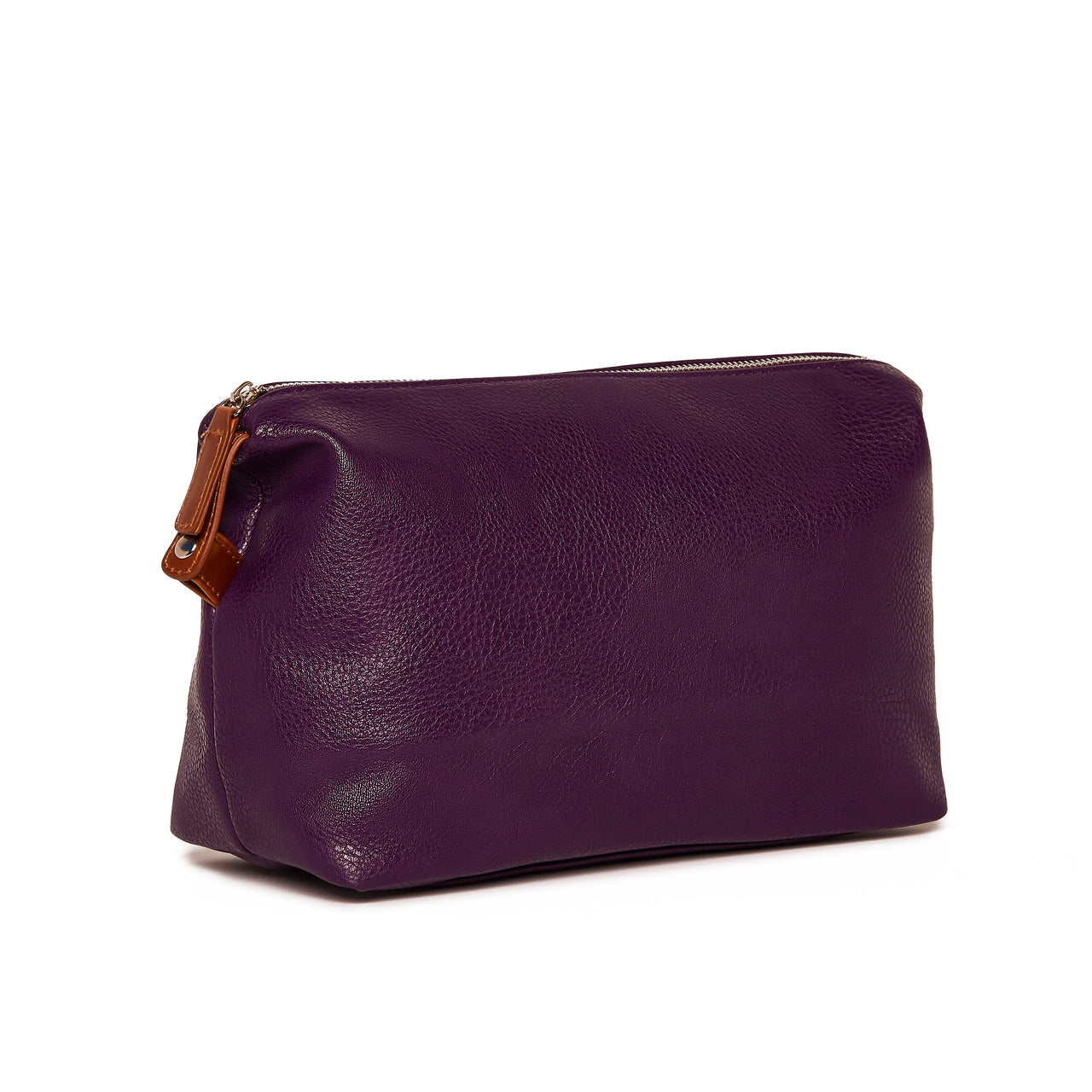 purple vegan leather zipper bag.