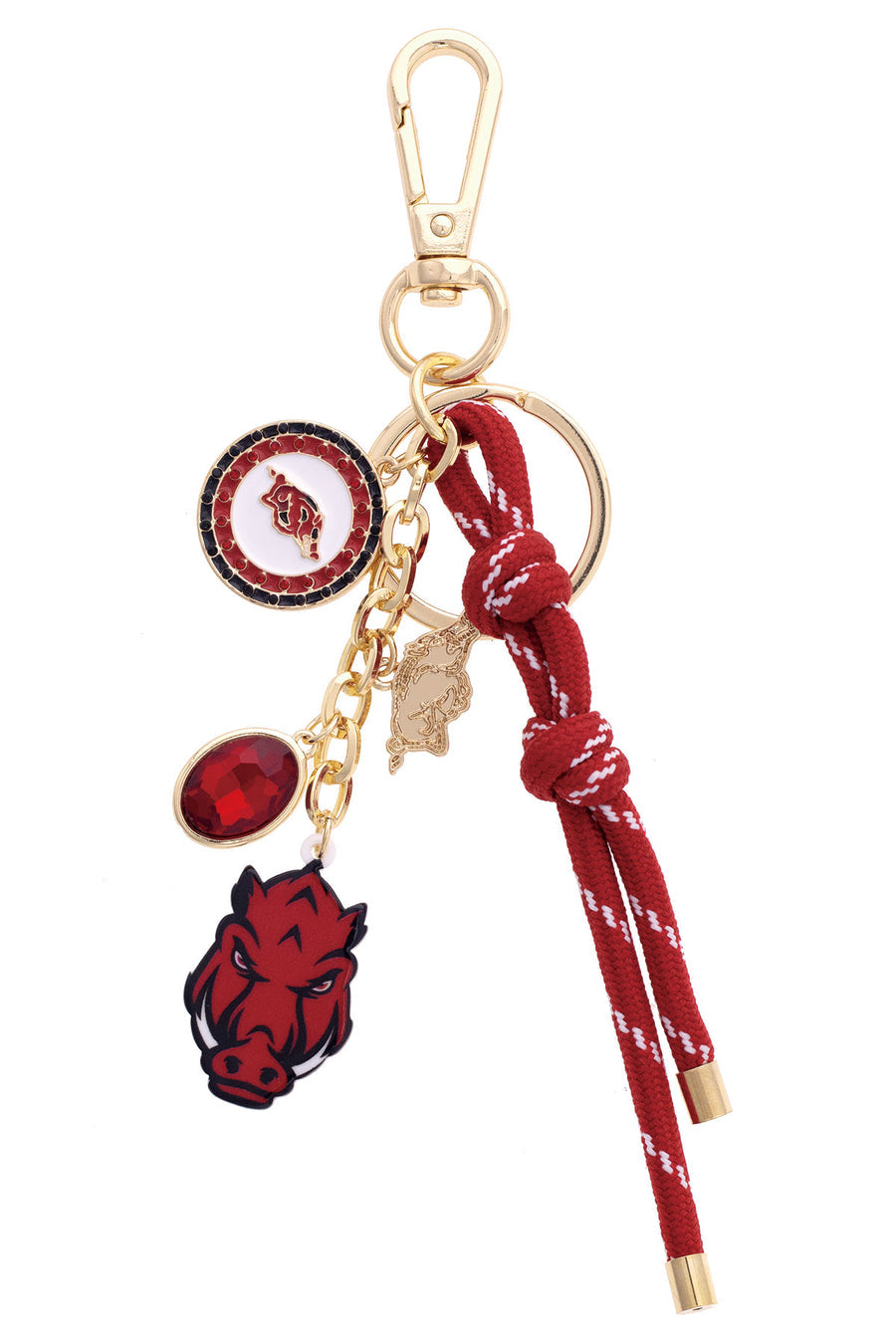 red and gold arkansas razorback keychain