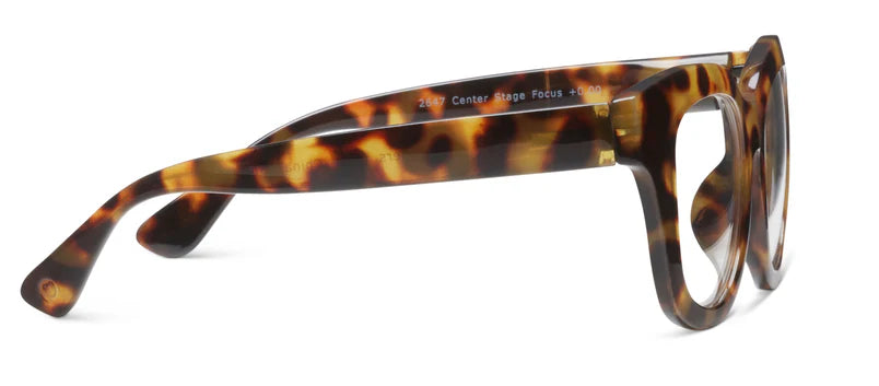 side view of the center stage glasses in tortoise