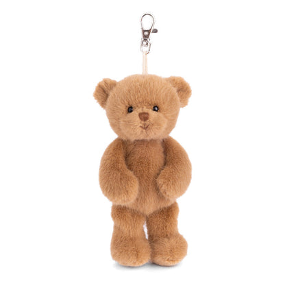 Brown teddy bear keychain on a white background