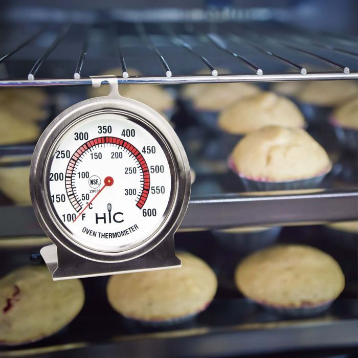 Large Face Oven Thermometer in an oven with sheet of cookies