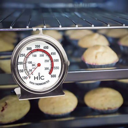 Large Face Oven Thermometer in an oven with sheet of cookies