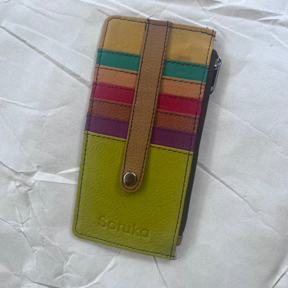 chartreuse sand Cassie Card Holder with colorful card slots