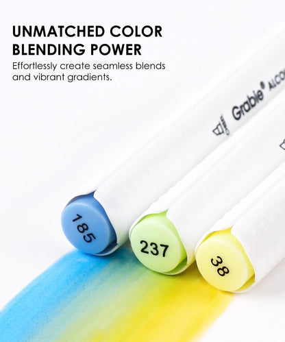 Color blending power of markers with a gradient on a white background