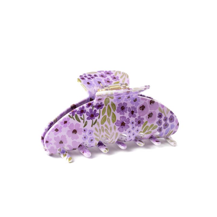 purple Floral Claw Clip