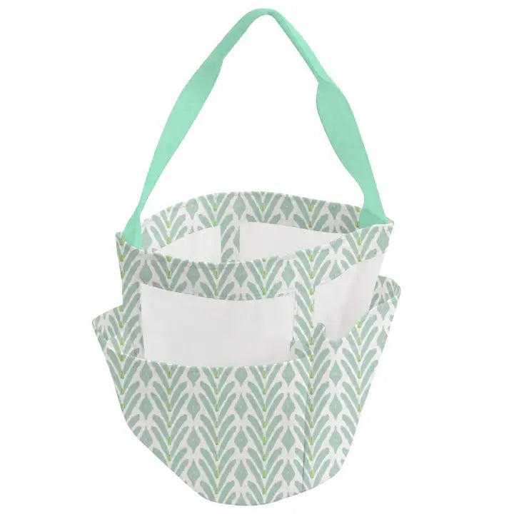 Shower Caddy in Petite Frond Mint on a white background